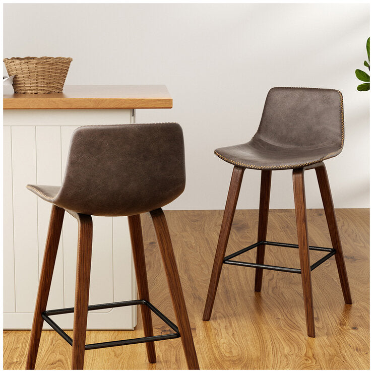 Artiss Cafe Barstool Wood Walnut 2 Pack