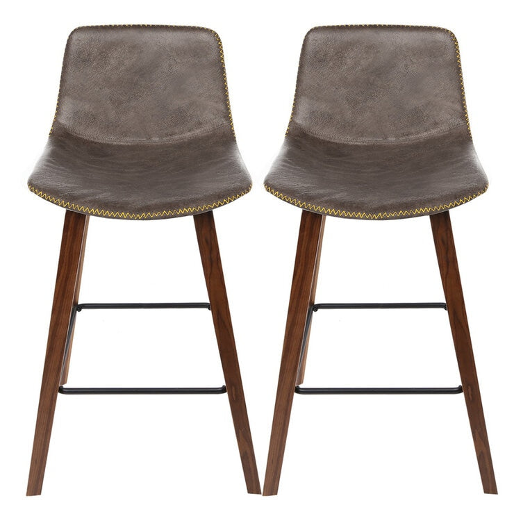 Artiss Cafe Barstool Wood Walnut 2 Pack