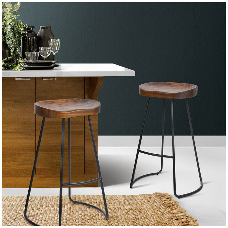 Artiss Vintage Tractor Bar Stools Black 75cm 2 Pack