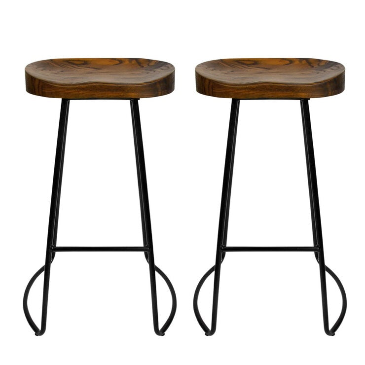 Artiss Vintage Tractor Bar Stools Black 75cm 2 Pack