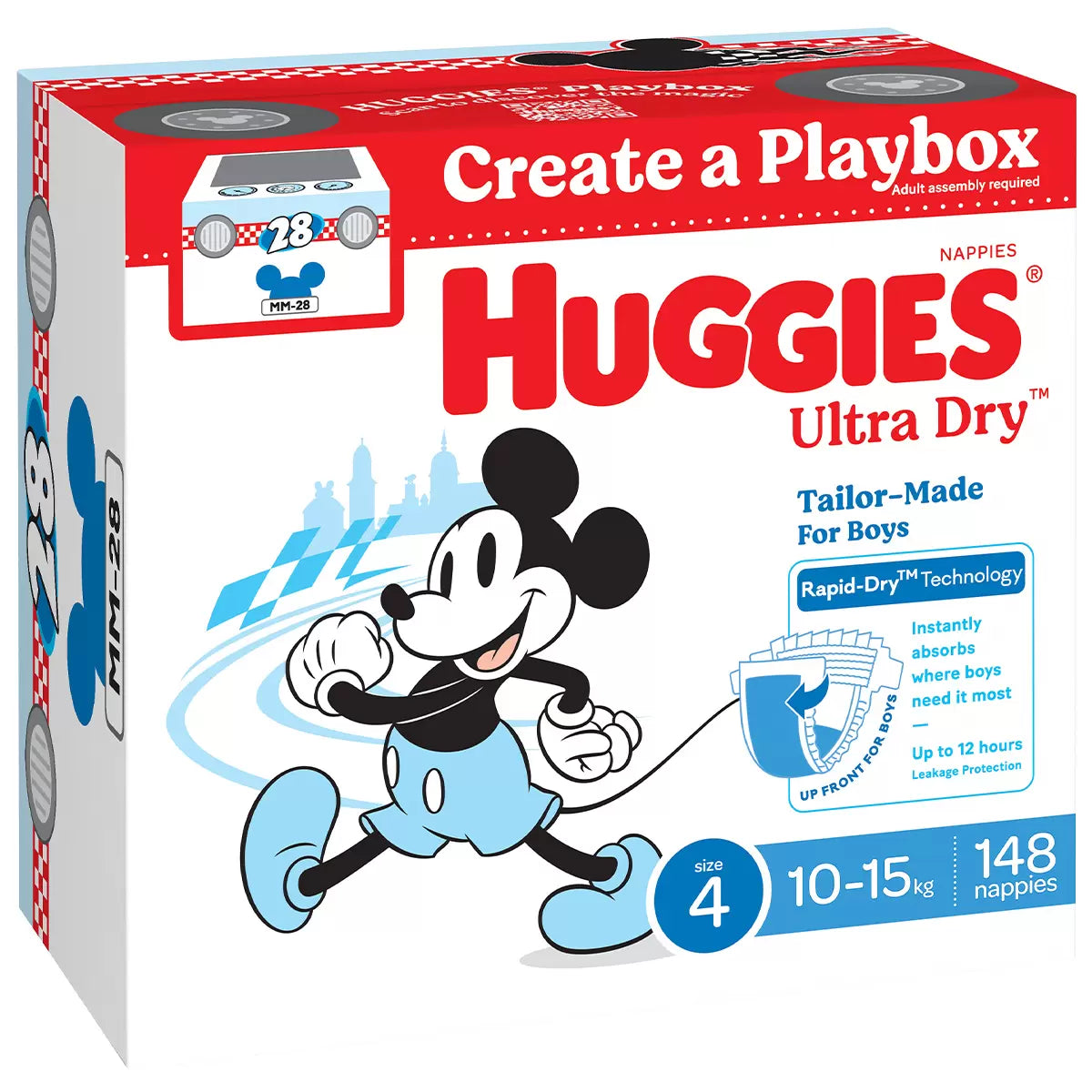 Huggies Boys' Ultra Dry Nappies Size 4 Toddler (10-15kg) 148 Nappies