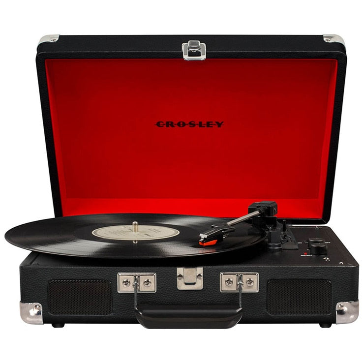 Crosley Cruiser Deluxe Portable Turntable Black with Free Record Storage Crate