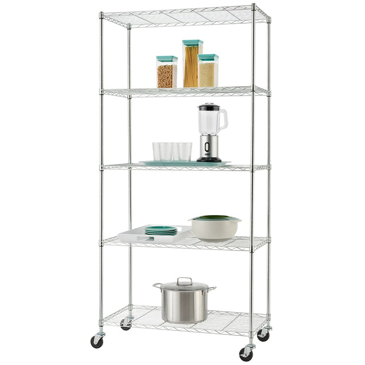 Trinity Basics EcoStorage 5 Tier Shelving Rack Chrome