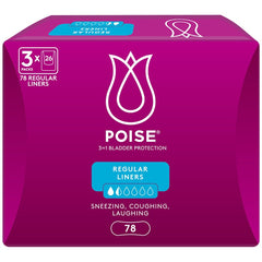 Poise Regular Liners for Bladder Leaks 2 x 78 Pack