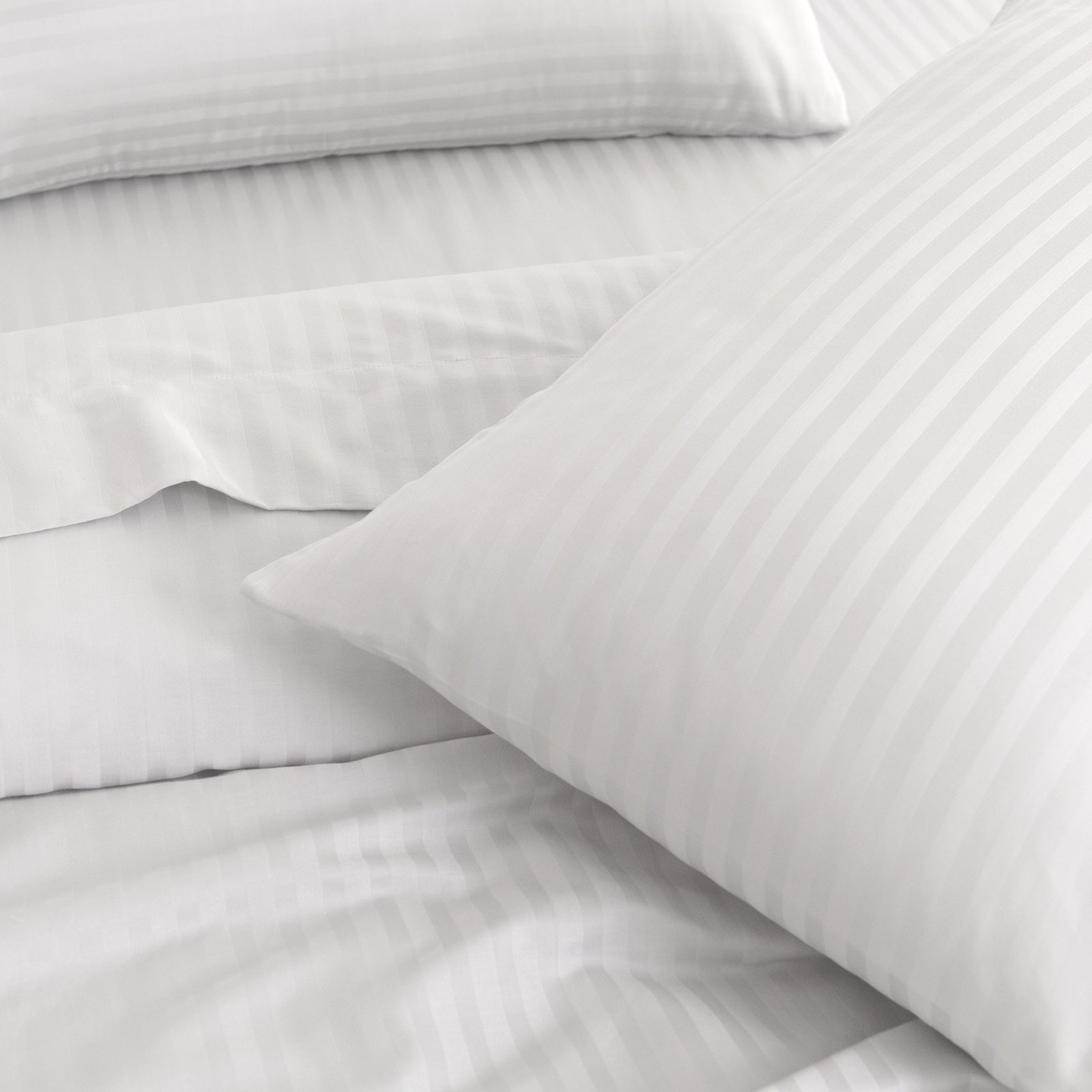 KENSINGTON 1200TC COTTON SHEET SET IN STRIPE-QUEEN - WHITE