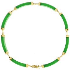 18KT Yellow Gold Green Jade Link Bracelet