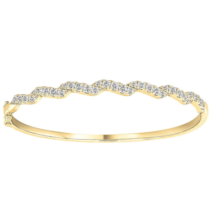 18KT Yellow Gold 1.50ctw Diamond Ribbon Bangle