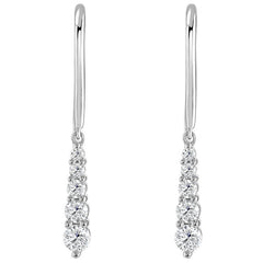 18KT White Gold 0.50ctw Round Diamond 5 Stone Drop Earrings