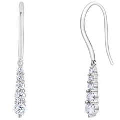 18KT White Gold 0.50ctw Round Diamond 5 Stone Drop Earrings
