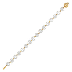 14KT Yellow Gold 8.5-9.5mm Cultured Freshwater Pearl Multi-Cut Bead Flower Bracelet