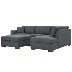 Thomasville Fabric Sectional With Storage Ottoman 3 Piece