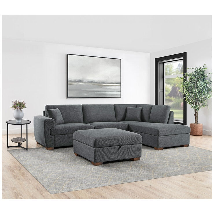 Thomasville Fabric Sectional With Storage Ottoman 3 Piece