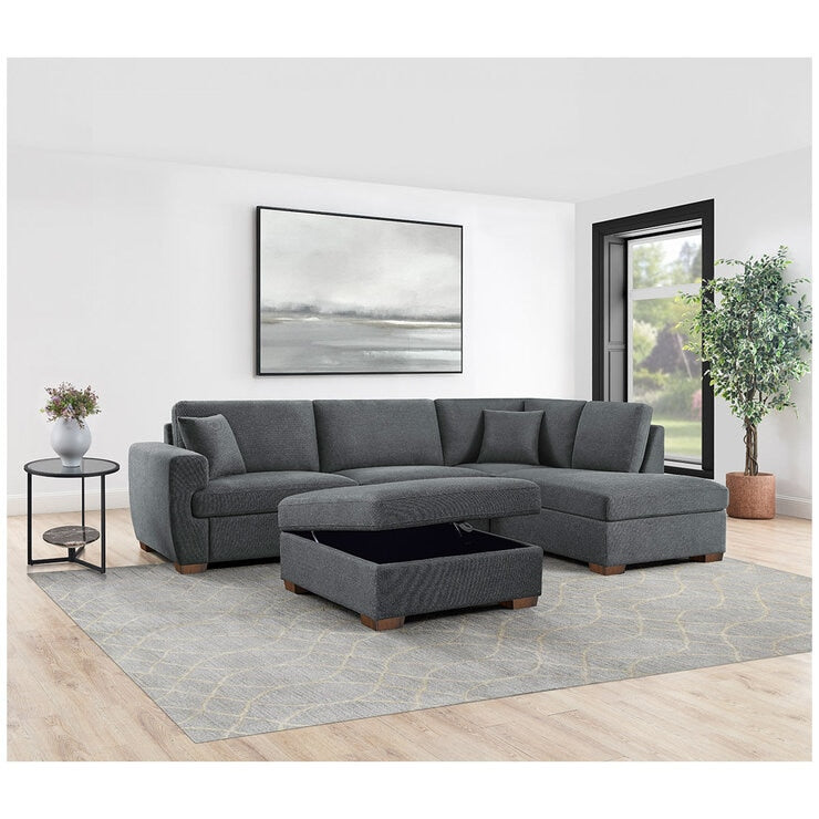 Thomasville Fabric Sectional With Storage Ottoman 3 Piece