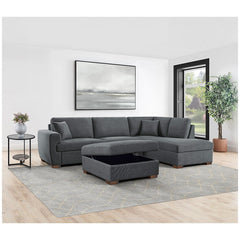 Thomasville Fabric Sectional With Storage Ottoman 3 Piece