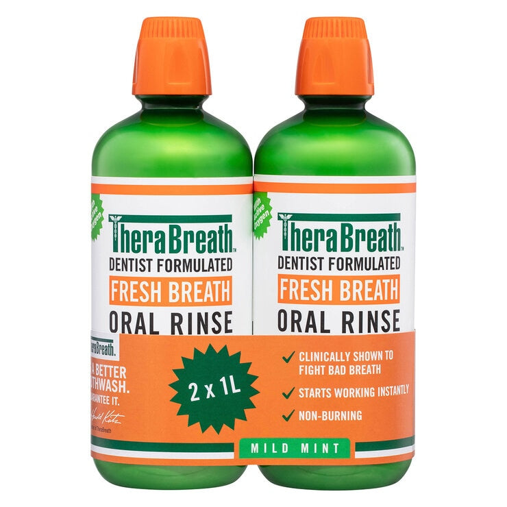 TheraBreath Mild Mint Mouthwash 2 x 1L