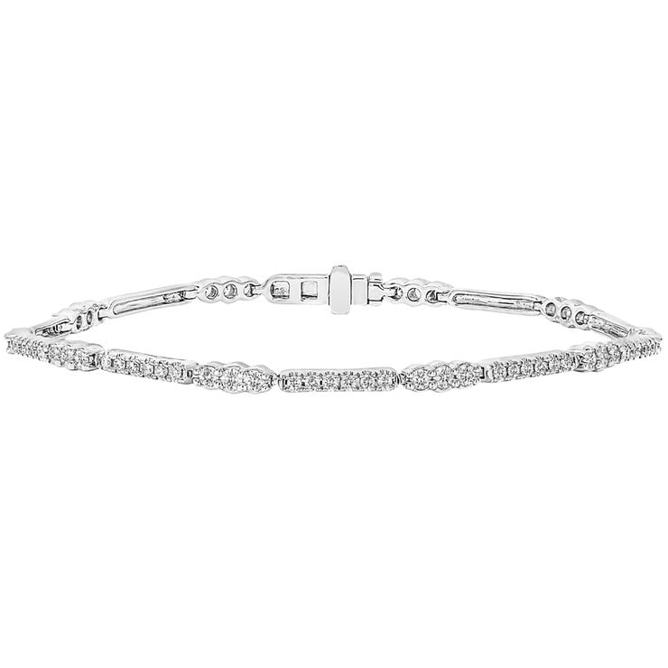 18KT White Gold 1.20ctw Round Diamond Bracelet