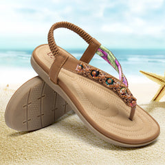 LOSTISY Knitting Slip On Comfy Clip Toe Beach Flat Sandals
