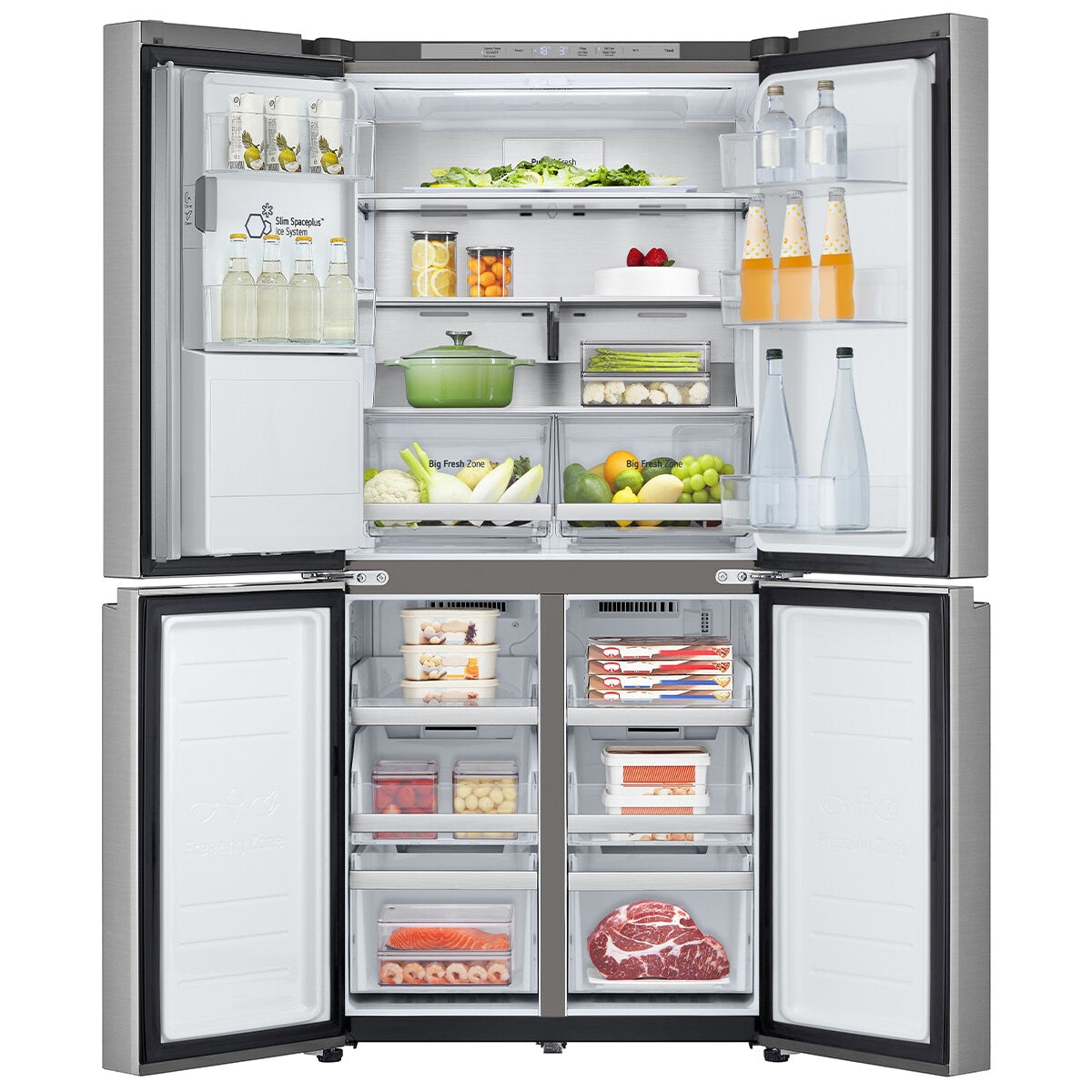 LG 506L Slim French Door Fridge With Ice And Water Dispenser Stainless Steel GF-L500PL