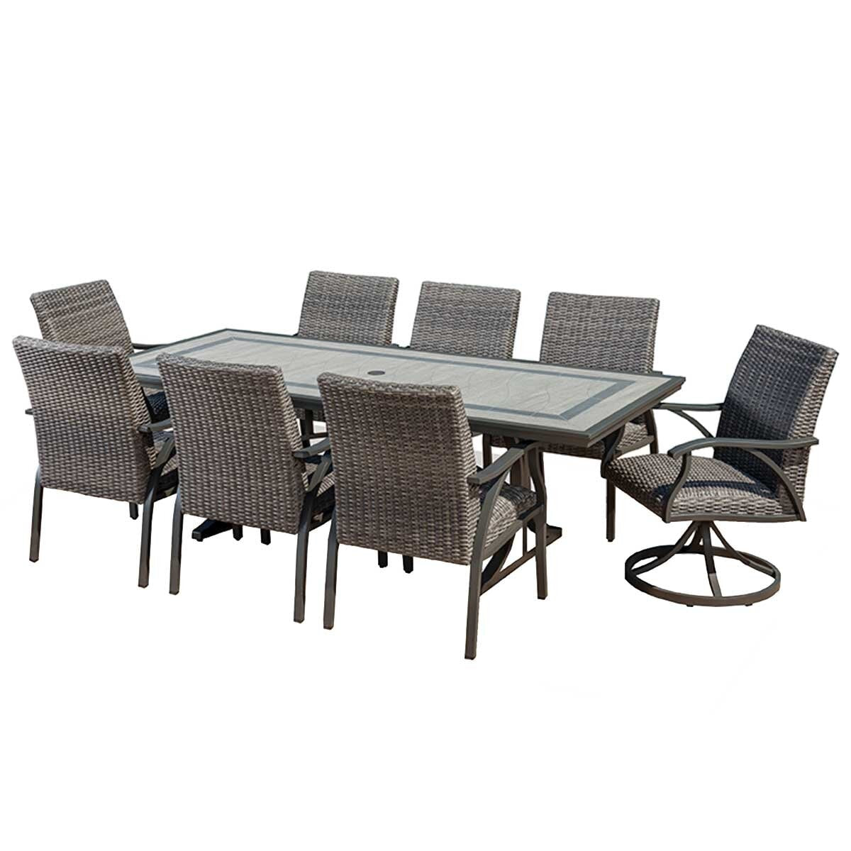 SunVilla Cobalt Woven 9 Piece Dining Set