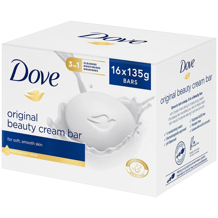 Dove Beauty Cream Bar Original Soap 16 x 135g