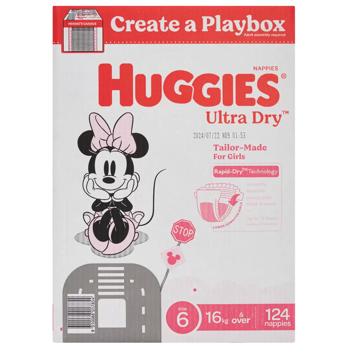 Huggies Girls' Ultra Dry Nappies Size 6 Junior (16kg+) 124 Nappies