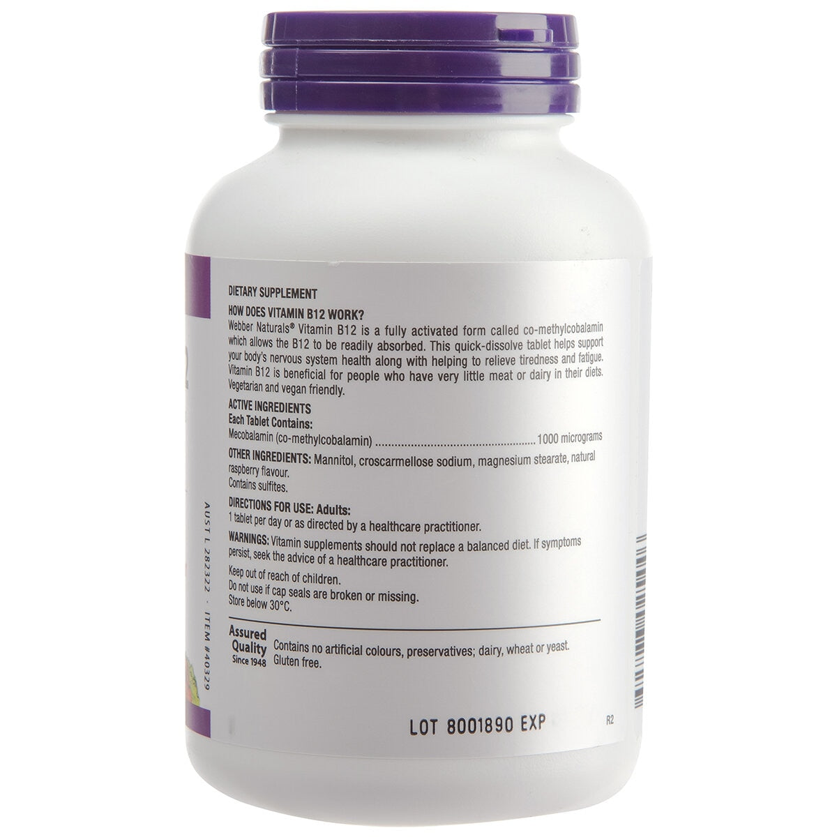 Webber Naturals Vitamin B12 1000mcg 100 Tablets