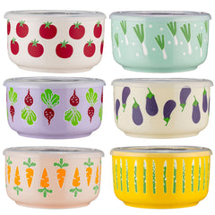 Signature Housewares Microwave Bowls with Lids Veggie 6 Piece Set