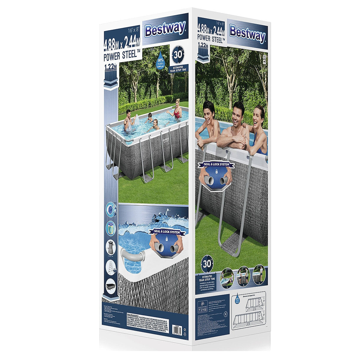 Bestway Power Steel Rectangular Pool Set 4.88 x 2.44 x 1.22M