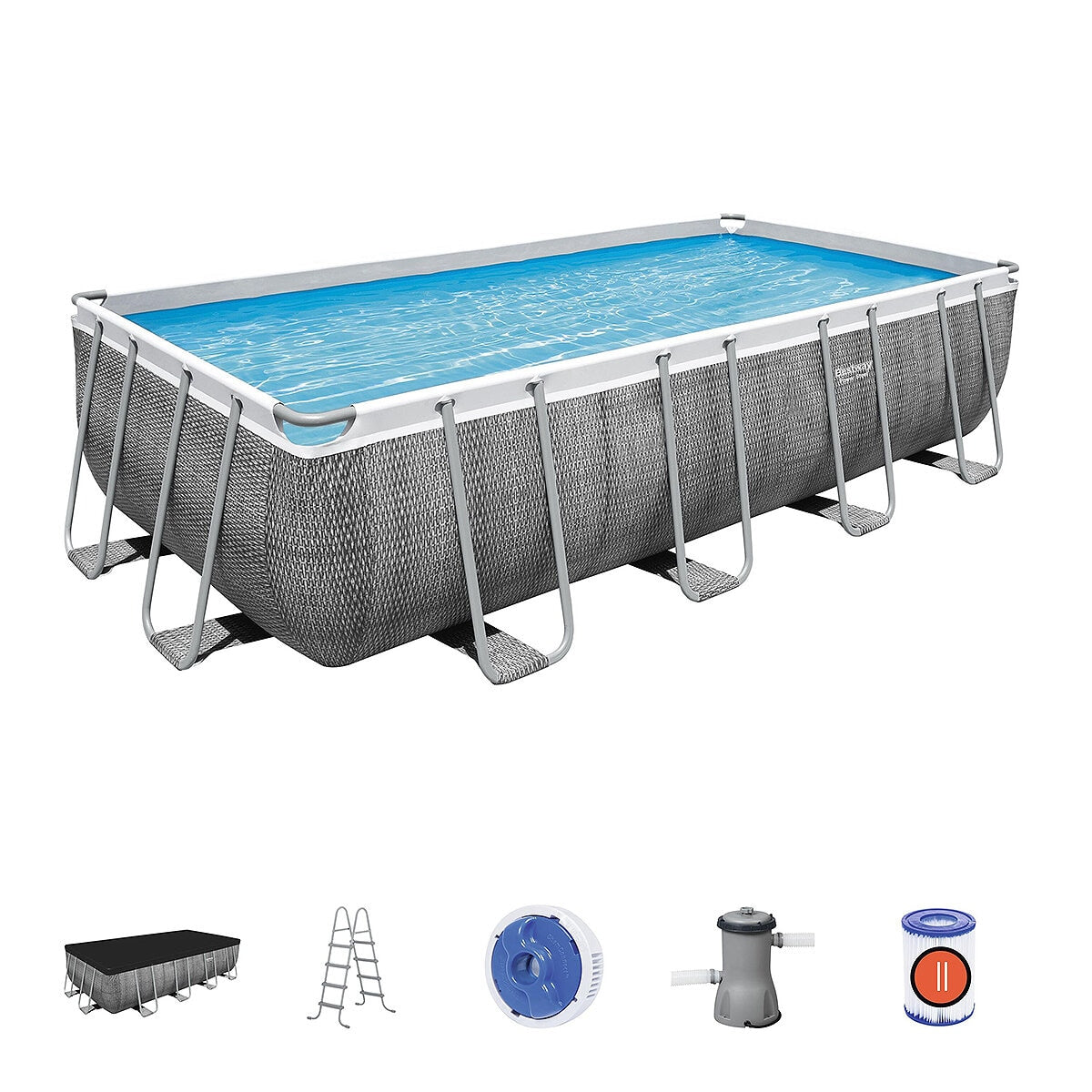 Bestway Power Steel Rectangular Pool Set 4.88 x 2.44 x 1.22M