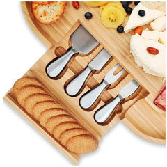 Carrara Bamboo Cheese Board With 4 Stainless Steel Serving Tools