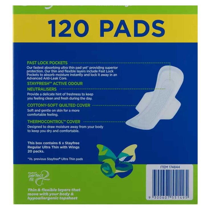 Stayfree Ultra Thin Regular Pads With Wings 120 Pack