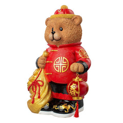 Bear Greeter with Lantern And Money Bag 48cm