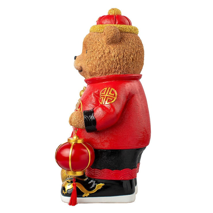 Bear Greeter with Lantern And Money Bag 48cm