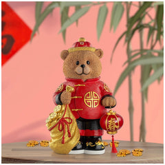 Bear Greeter with Lantern And Money Bag 48cm