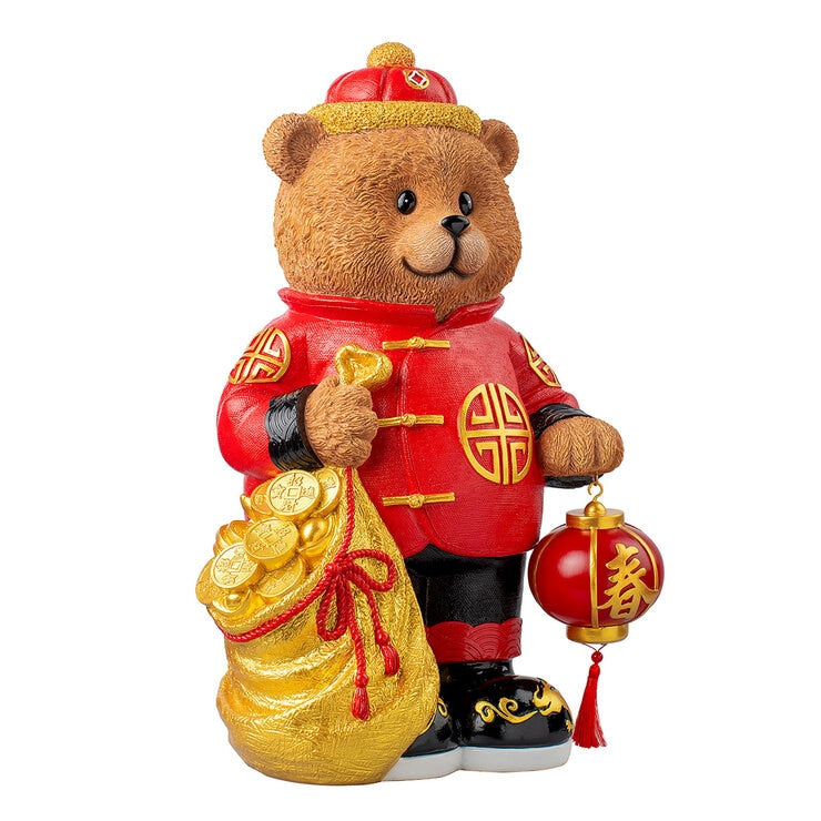 Bear Greeter with Lantern And Money Bag 48cm