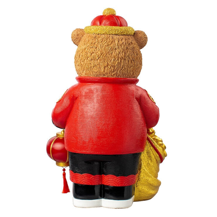 Bear Greeter with Lantern And Money Bag 48cm