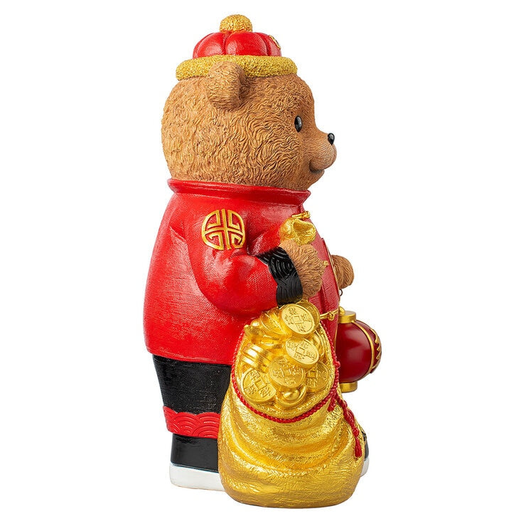 Bear Greeter with Lantern And Money Bag 48cm