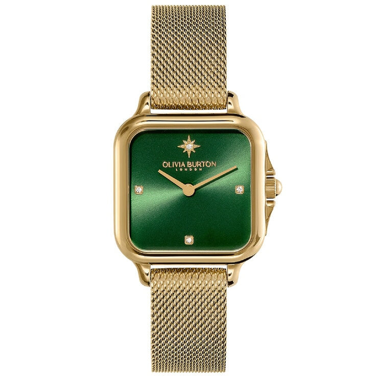 Olivia Burton Gold Mesh Bracelet Green Dial Women's Watch 24000087