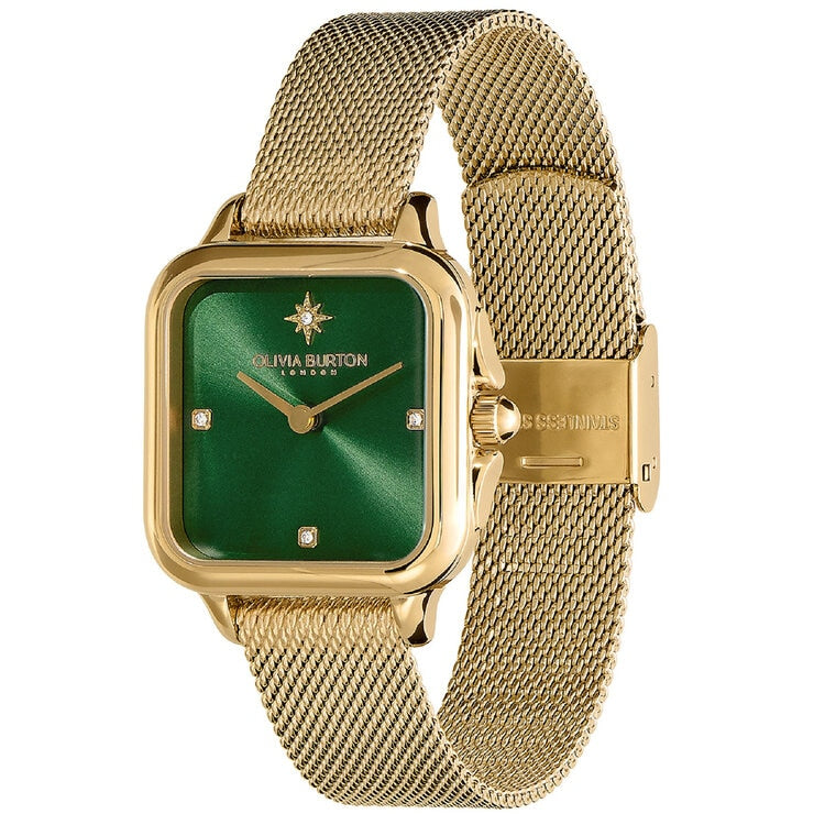 Olivia Burton Gold Mesh Bracelet Green Dial Women's Watch 24000087