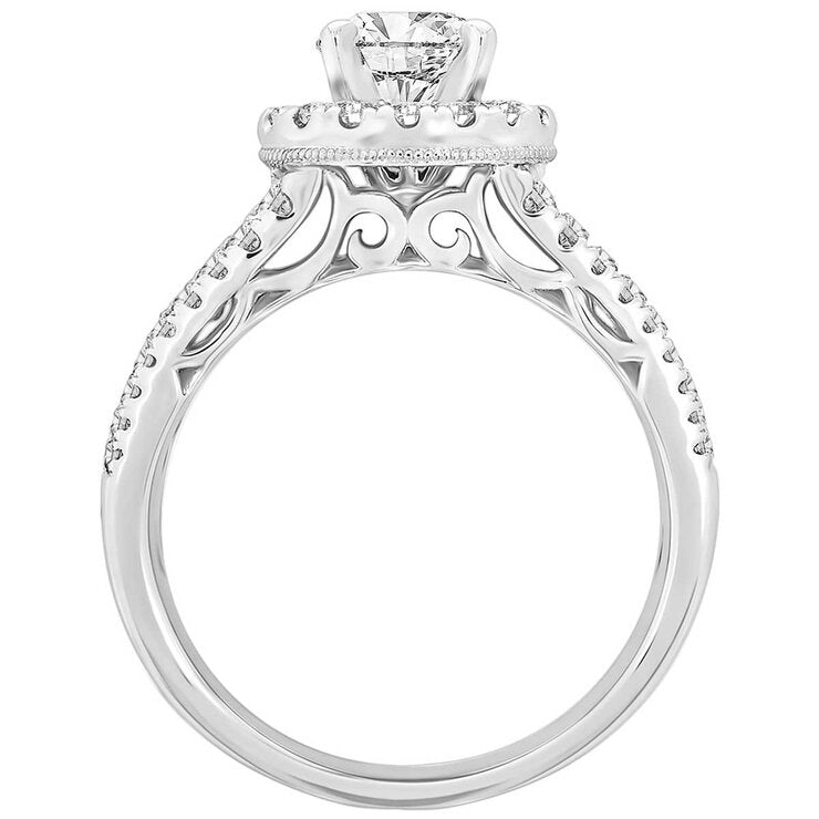 18KT White Gold 2.00ctw Round Diamond 0.90ctw Centre Ring