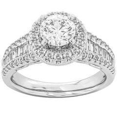 18KT White Gold 2.00ctw Round Diamond 0.90ctw Centre Ring