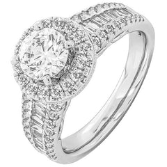 18KT White Gold 2.00ctw Round Diamond 0.90ctw Centre Ring