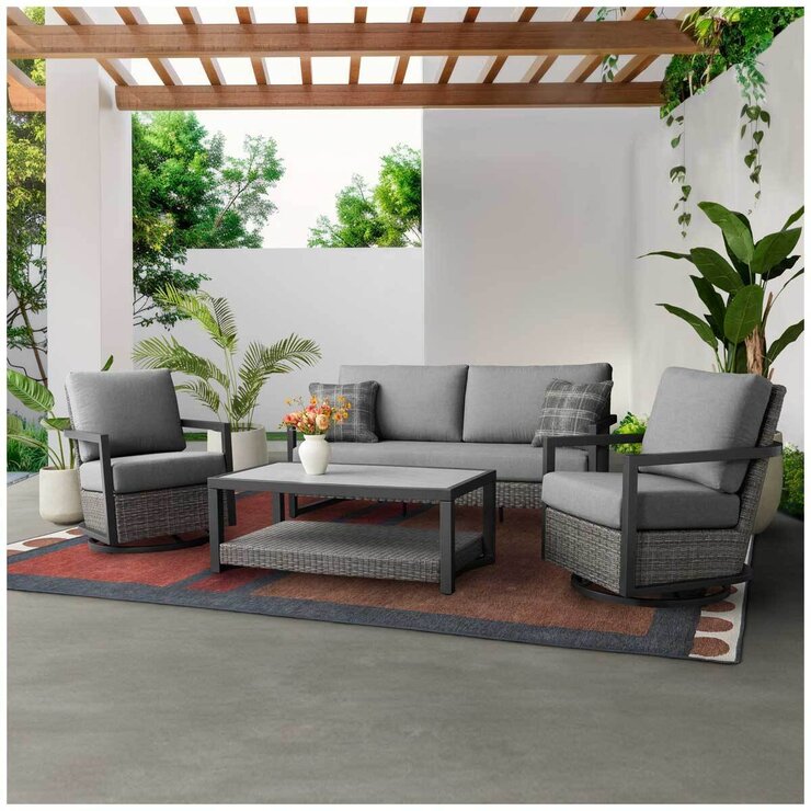 Agio Luna 4 Piece Deep Seating Set With Swivel Chairs