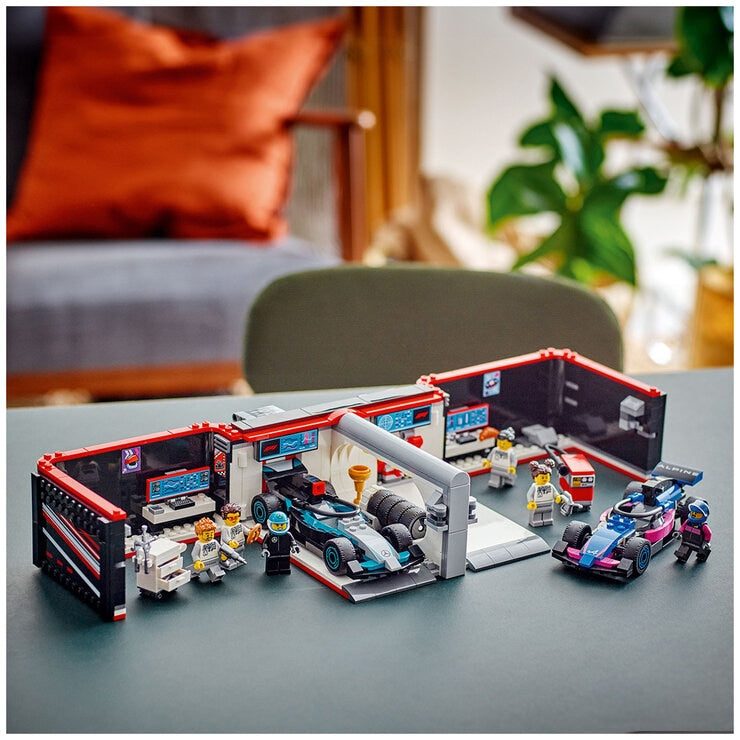 LEGO City F1 Garage & Mercedes-AMG And Alpine Cars Toy Playset 60444
