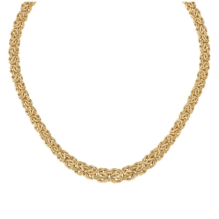 18KT Yellow Gold Graduating Byzantine Chain