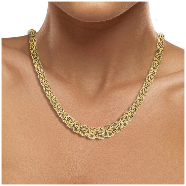 18KT Yellow Gold Graduating Byzantine Chain