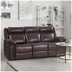 Valencia Charlie 3-Seater Leather Recliner Lounge Chocolate Colour
