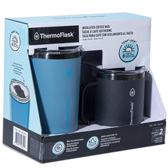Thermoflask Coffee Mugs 2 Piece Set Teal Black