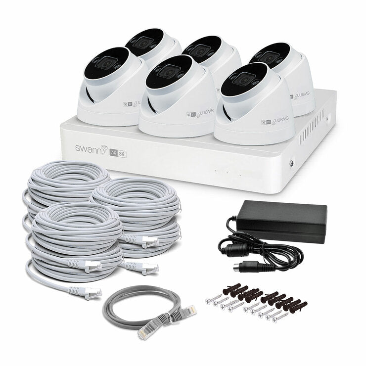 Swann 3K Wired NVR 6 Dome Camera Kit 1TB HDD With AdvancedX Security System And 24/7 Recording