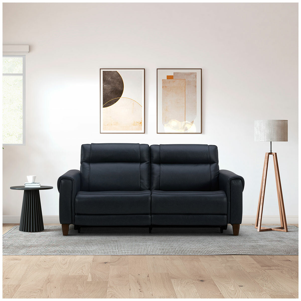 Aiden & Ivy Leather Power Reclining Sofa With Power Headrests